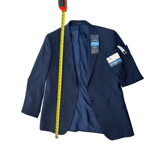 Stafford Classic Fit Navy Pinstripe Suit Jacket 42R CoolMax Wool Blend - Picture 3 of 4